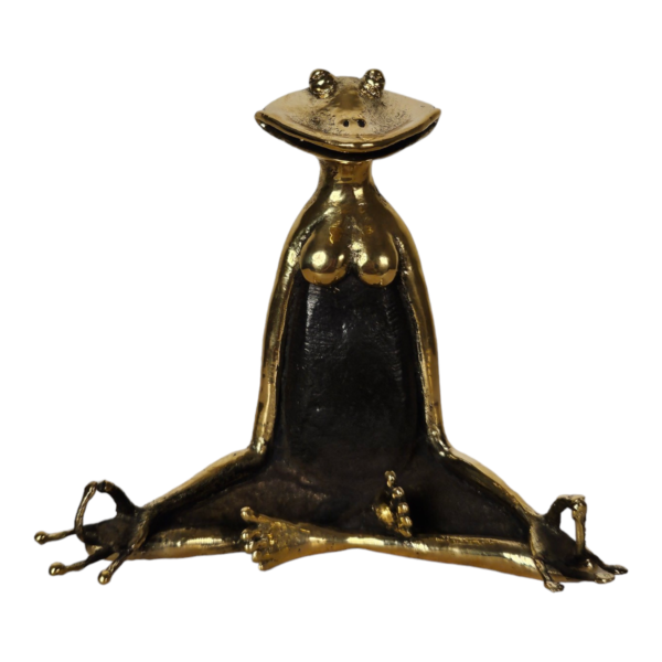 Inner Peace in Miniature Handcrafted Dhokra Meditating Frog - Image 2