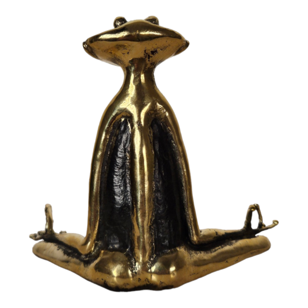 Inner Peace in Miniature Handcrafted Dhokra Meditating Frog - Image 3