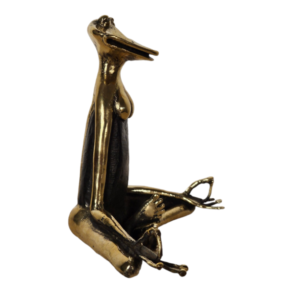 Inner Peace in Miniature Handcrafted Dhokra Meditating Frog - Image 4