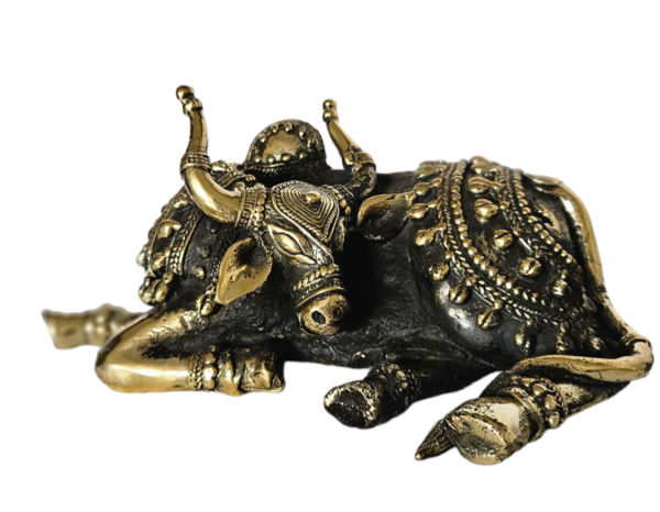 Inner Peace Embodied Handcrafted Dhokra Meditating Nandi - Image 3