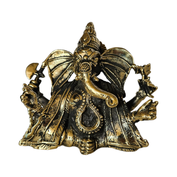 Exquisite Handcrafted Dhokra Chaturbhuj Ganpati Statue - Image 2