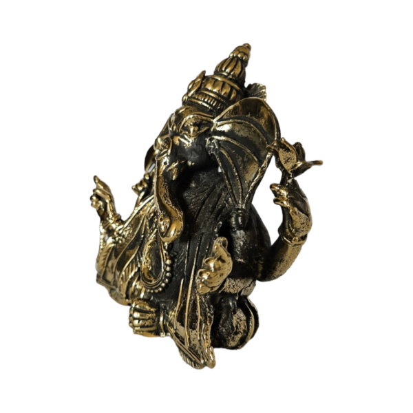 Exquisite Handcrafted Dhokra Chaturbhuj Ganpati Statue - Image 3