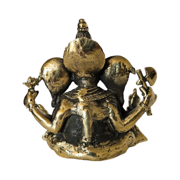 Exquisite Handcrafted Dhokra Chaturbhuj Ganpati Statue - Image 4