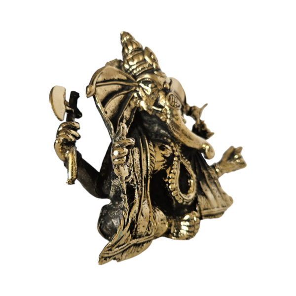 Exquisite Handcrafted Dhokra Chaturbhuj Ganpati Statue - Image 5